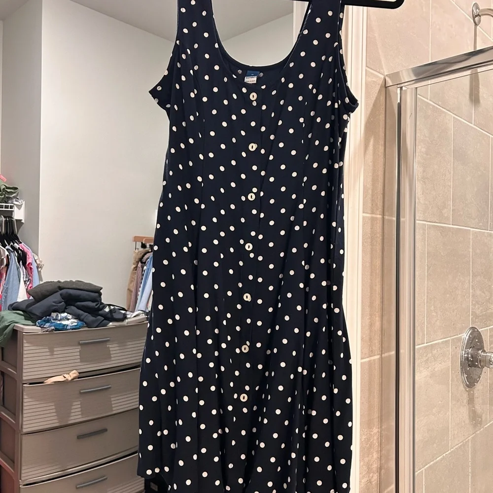 Old Navy Navy Blue Polka Dot Mini Dress - Picture 2 of 2